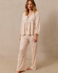 Rose Toile Tie-Top Long-Sleeve Women’s Sleep Set