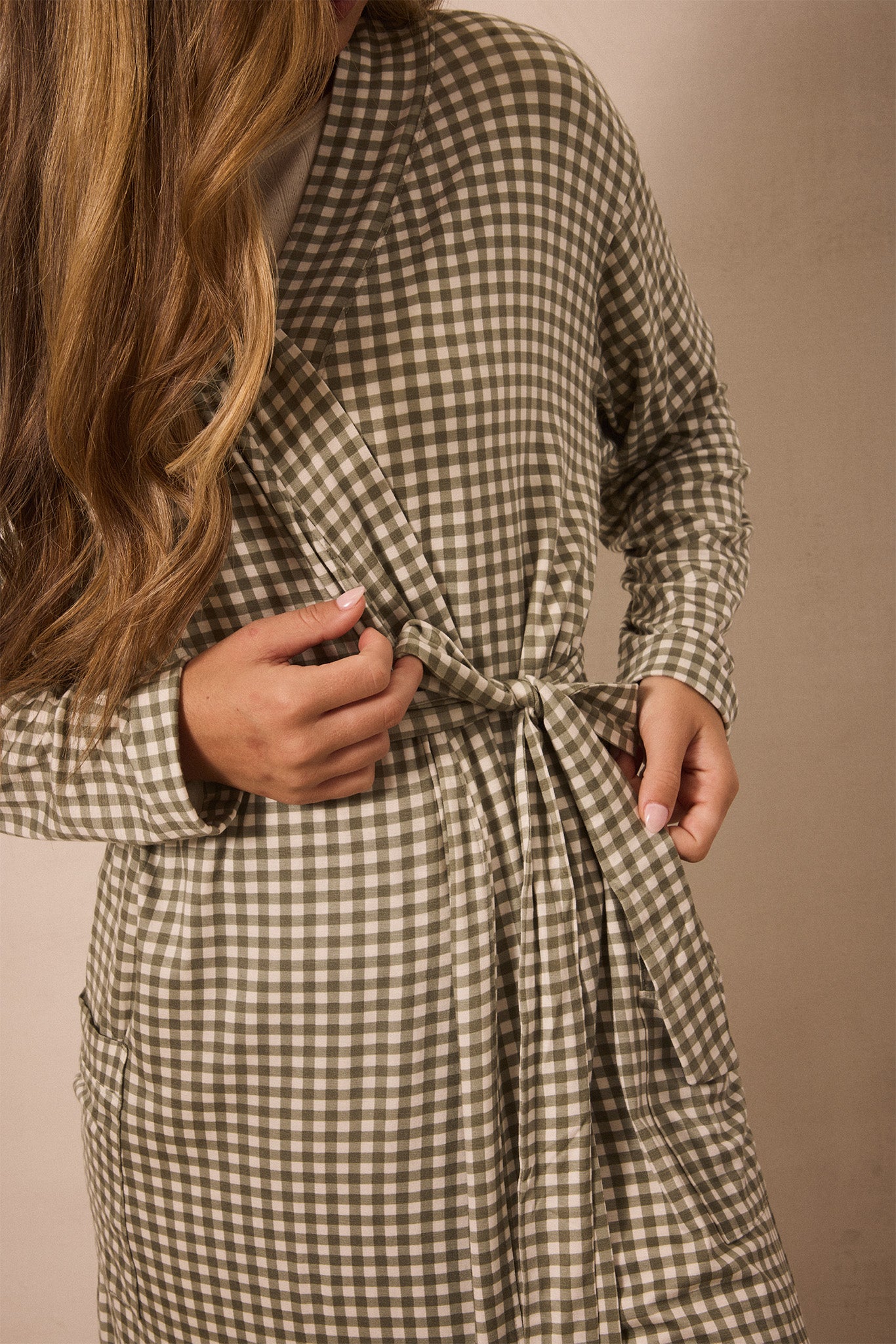 Green Gingham Robe | Green | TENCEL™ Modal and spandex blend