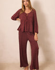 Midnight Daisy Tie-Top Long-Sleeve Women’s Sleep Set