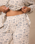 Bleu Toile Tie-Top Long-Sleeve Women’s Sleep Set