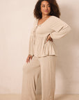 Flax Tie-Top Long-Sleeve Women’s Sleep Set