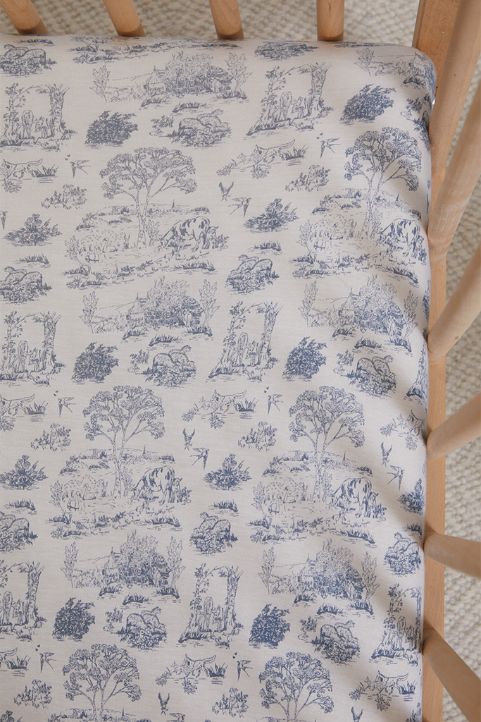 Bleu Toile Crib Sheets Fitted Soft TENCEL Modal Fabric Solly Baby