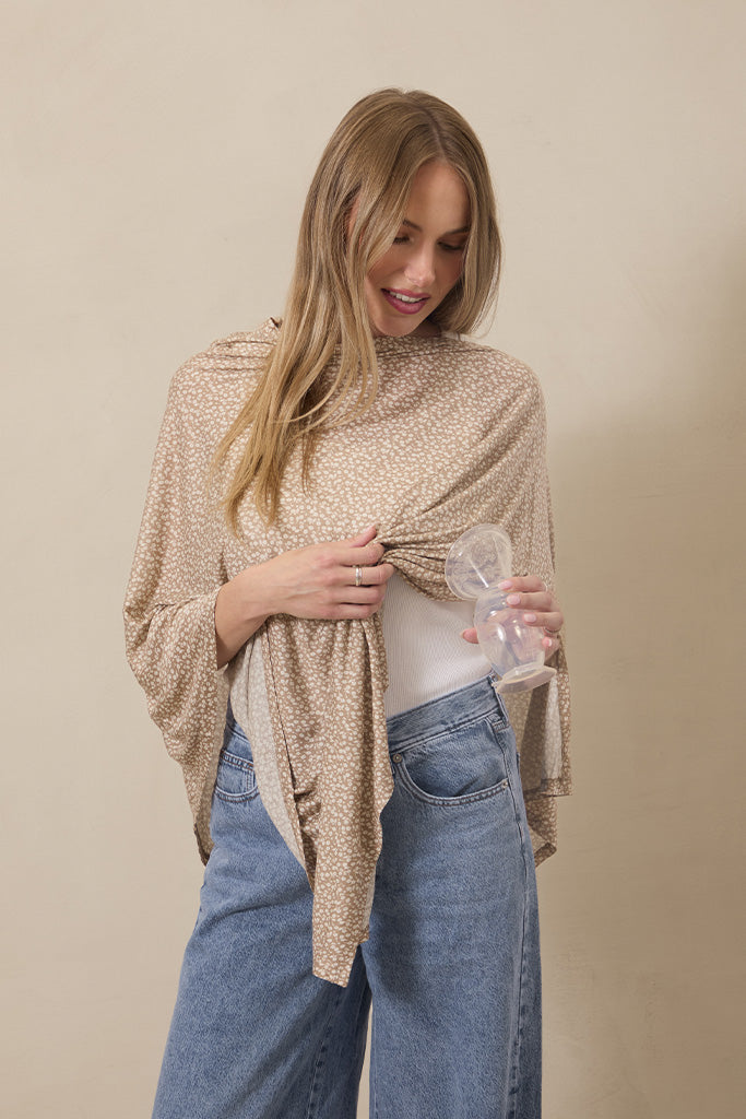 Cream Floral Nursing Cover