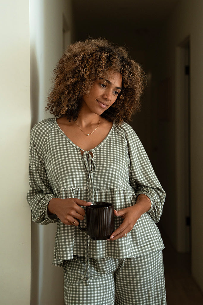 GORGLITTER Dames Pyjama Set 3-delig Cami Pyjama Plaid GORGLITTER Dames Pyjama Set 3-delig Cami Pyjama Plaid