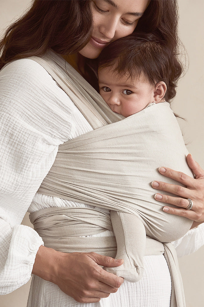 Woven Baby Carrier Wrap Brown Cotton For Newborn To Toddler One Size