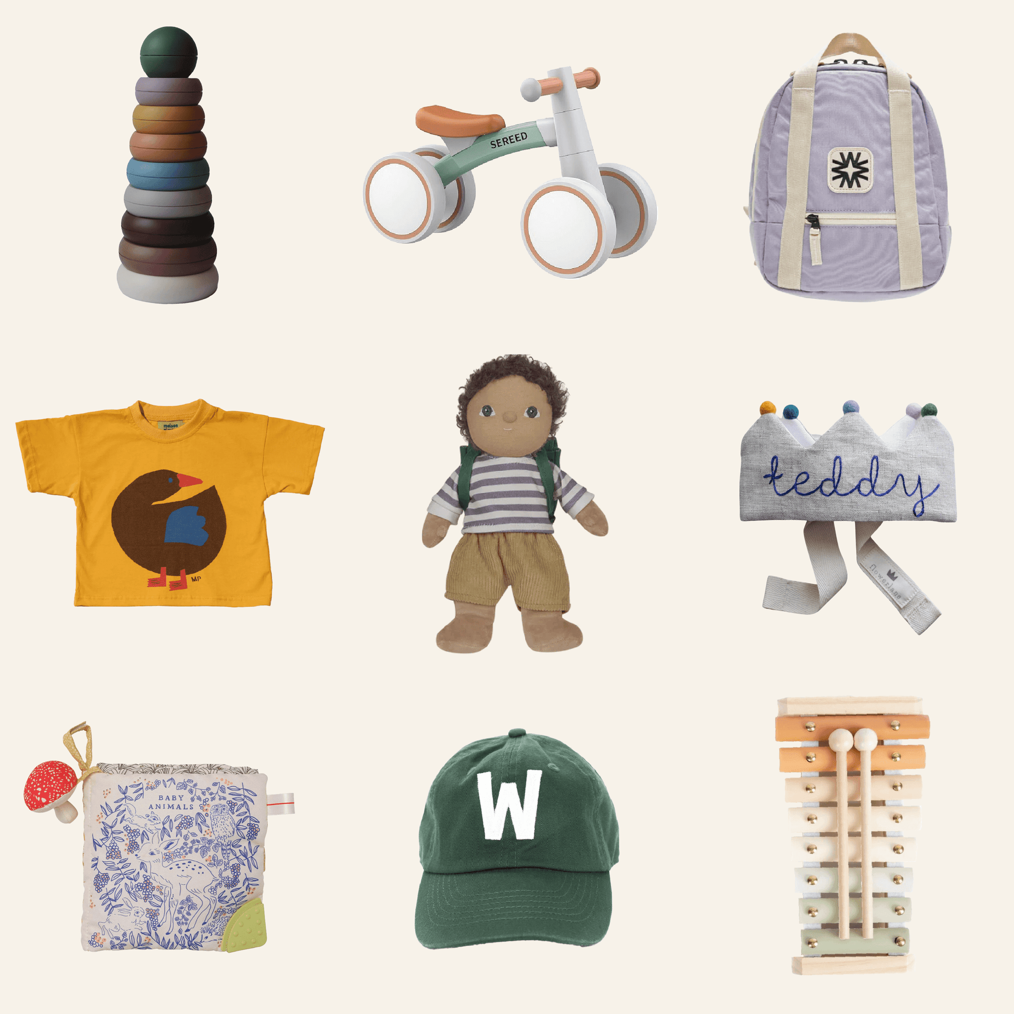 First birthday gift ideas including toys, books, clothing, and accessories for toddlers.