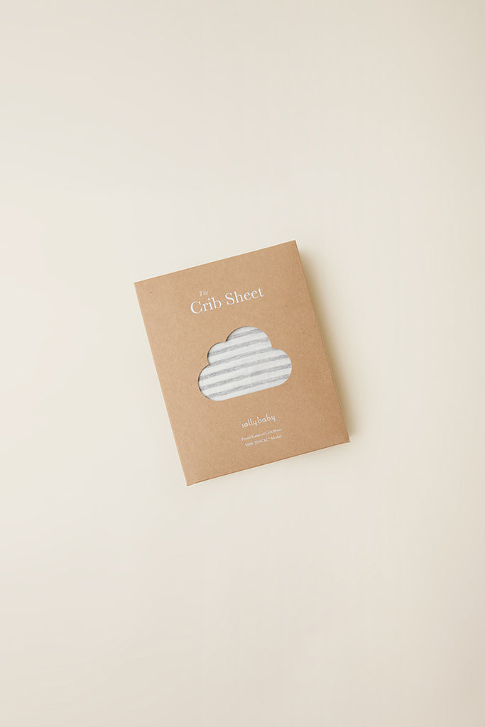 Natural &amp; Grey Stripe Crib Sheet