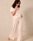 Cream Pointelle Short-Sleeve Women’s Sleep Set
