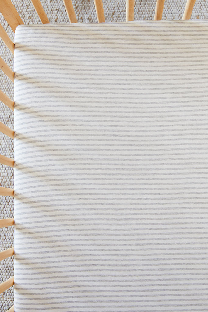 Natural &amp; Grey Stripe Crib Sheet