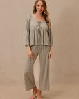 Green Gingham Tie-Top Long-Sleeve Women’s Sleep Set