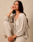 Thistle Block Tie-Top Long-Sleeve Women’s Sleep Sets
