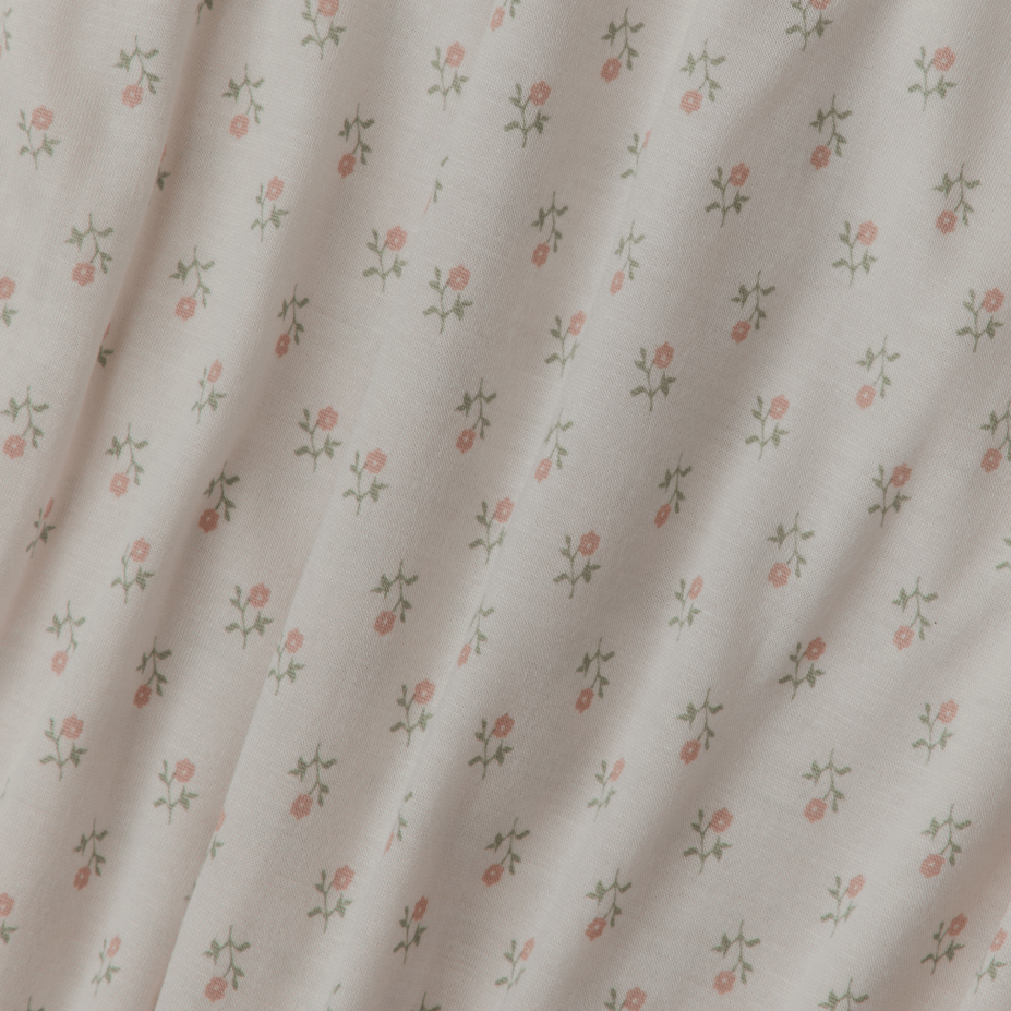 Blush Floret // A vintage-inspired floral block print in soft peachy-pink and muted spring green on a cream base. Print is one sided.