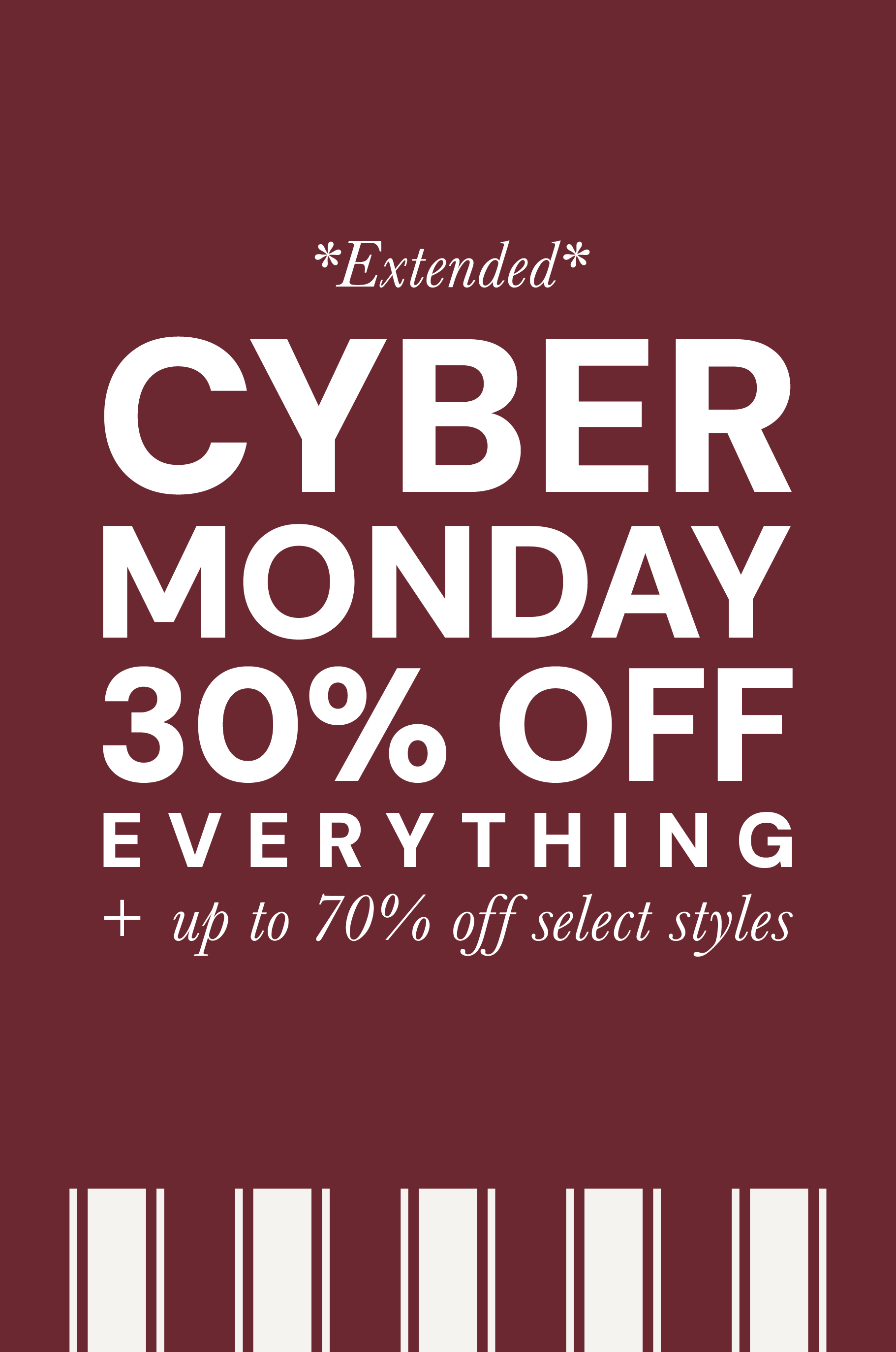 Extended: Cyber Monday 30% Off Everything + Up To 70% Off Select Styles