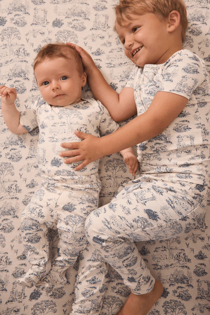 Bleu Toile Short-Sleeve Toddler Sleep Set