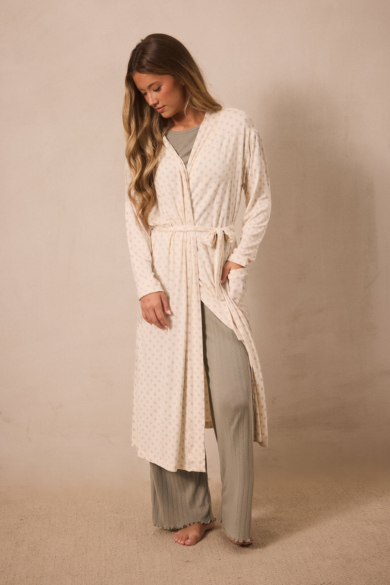 Blush Floret Robe | Pink | TENCEL™ Modal and spandex blend | Postpartum ...