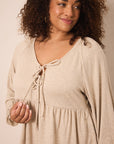 Flax Tie-Top Long-Sleeve Women’s Sleep Set