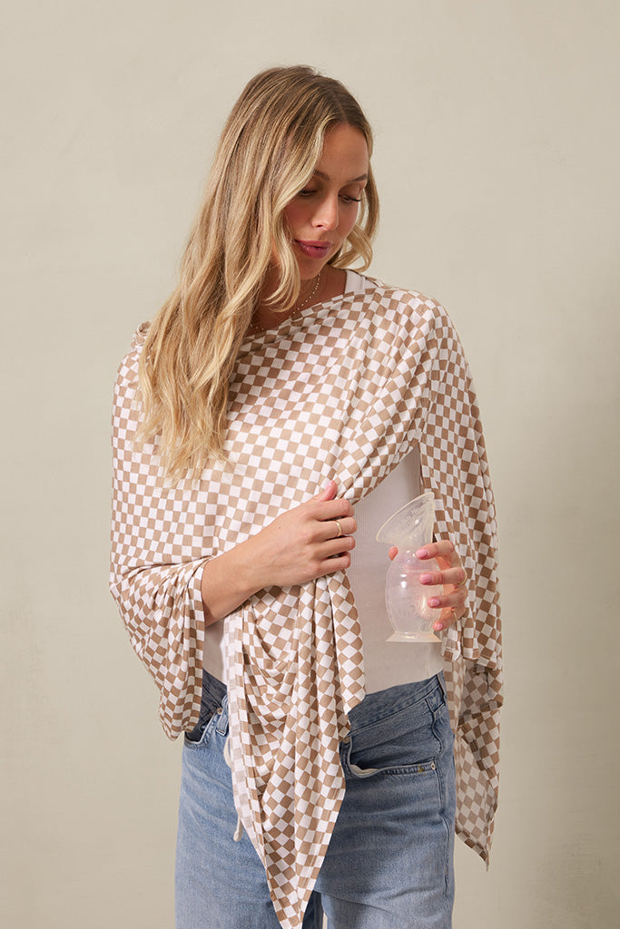 Almondine Chequer Nursing Cover