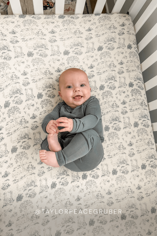 Bleu Toile Crib Sheet