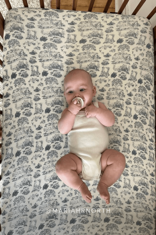 Bleu Toile Crib Sheet