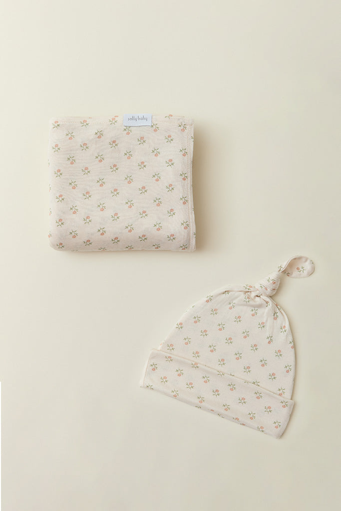 Blush Floret Swaddle + Hat Set