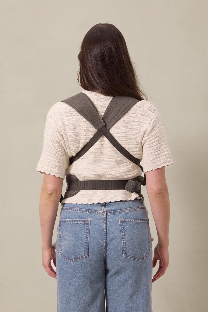 Charcoal Toile Soft Buckle Carrier | Grey | Linen Exterior