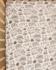 Charcoal Toile Crib Sheet