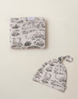 Charcoal Toile Swaddle + Hat Set
