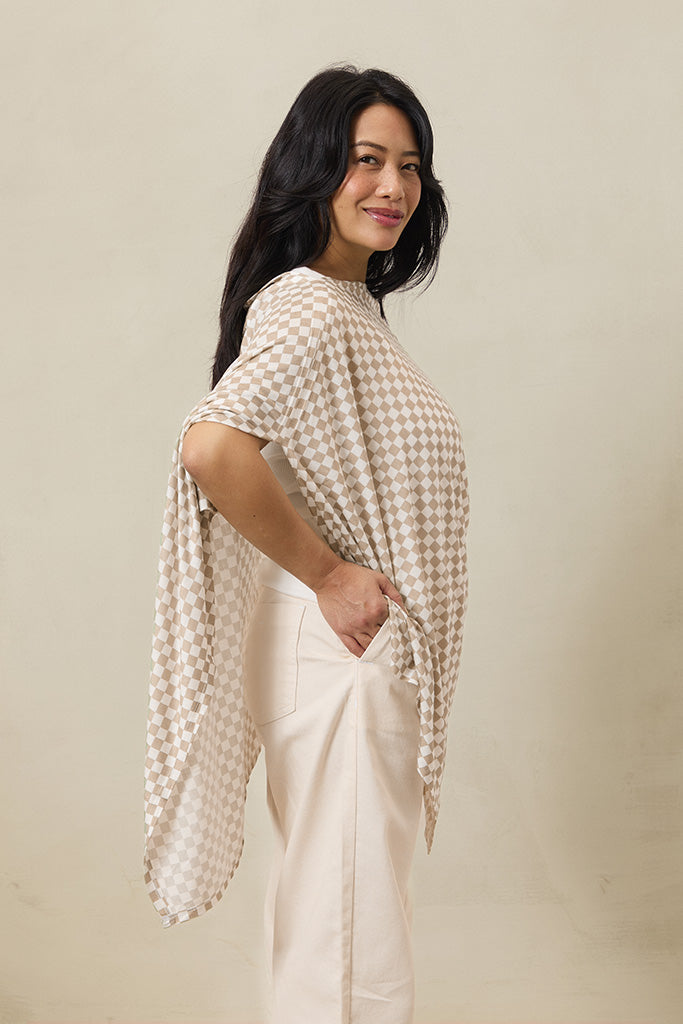 Cream Chequer Nursing Cover