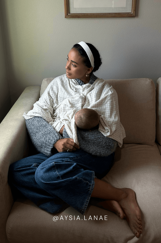 Cream Houndstooth Nursing Cover