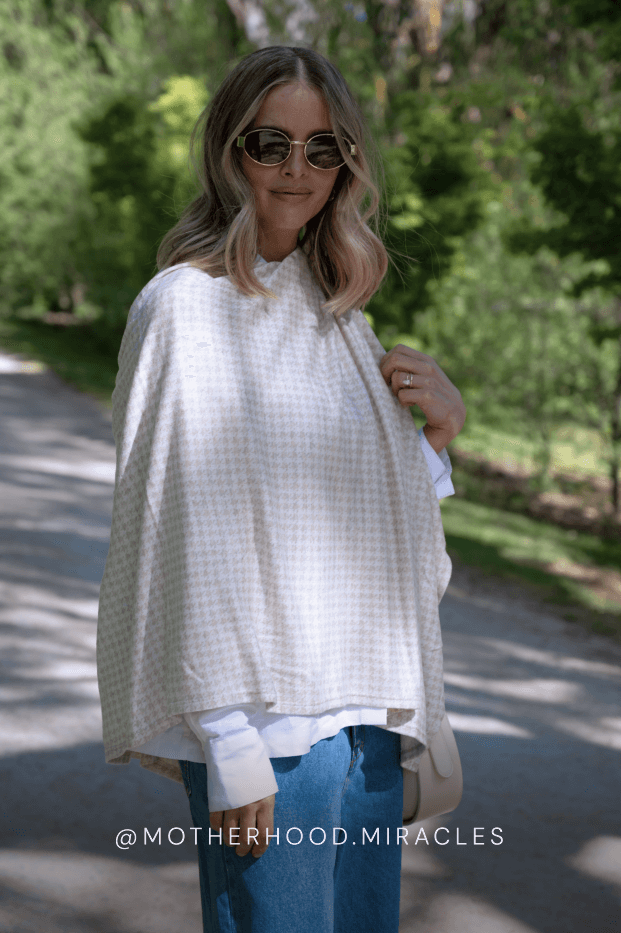 Cream Houndstooth Nursing Cover