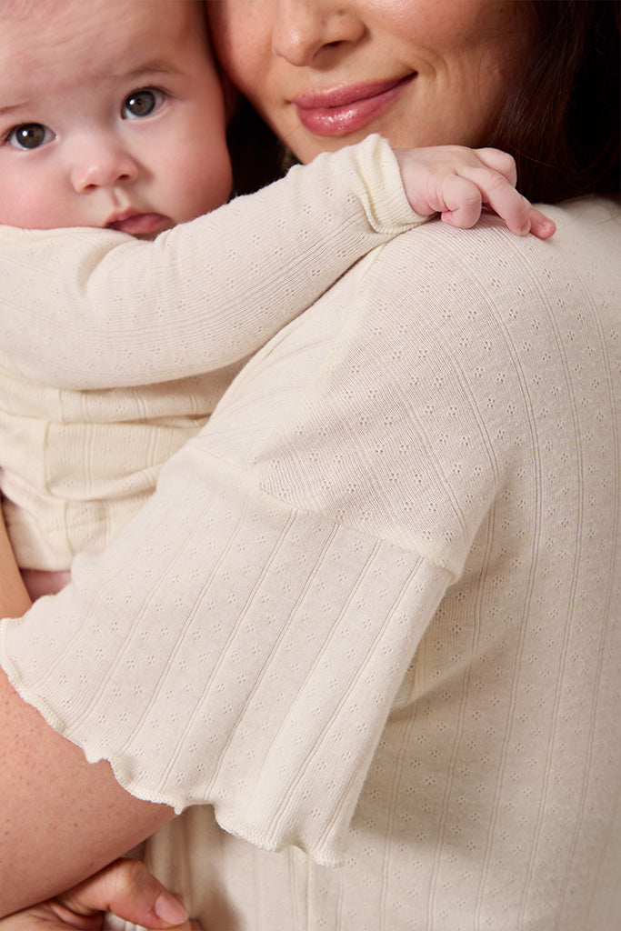 Cream Pointelle Short-Sleeve Women’s Sleep Set