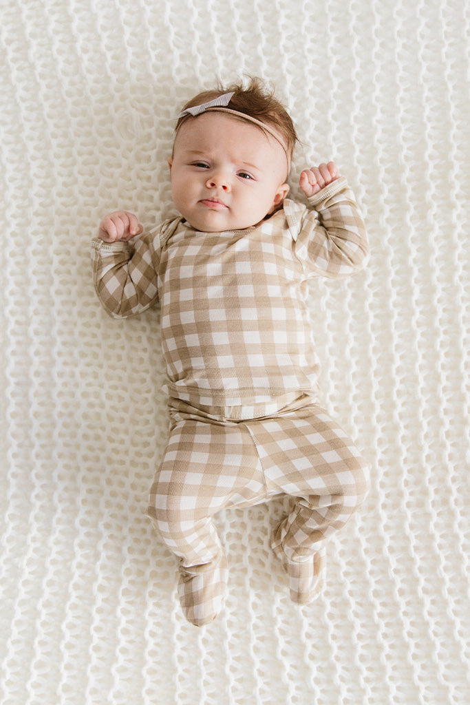 Creamy Gingham Baby Sleep Set