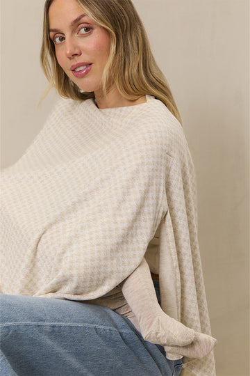 Cream Houndstooth Nursing Cover