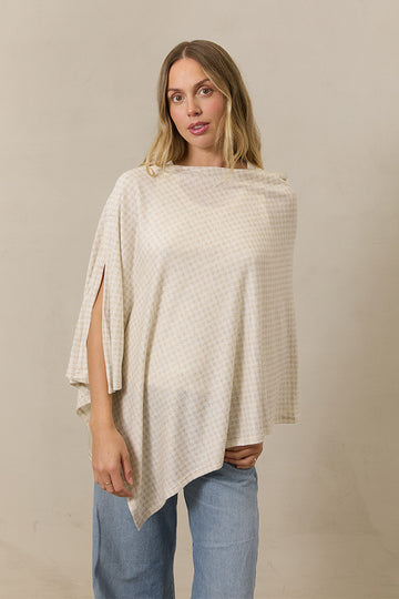Cream Houndstooth Nursing Cover