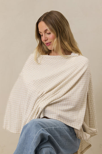 Cream Houndstooth Nursing Cover