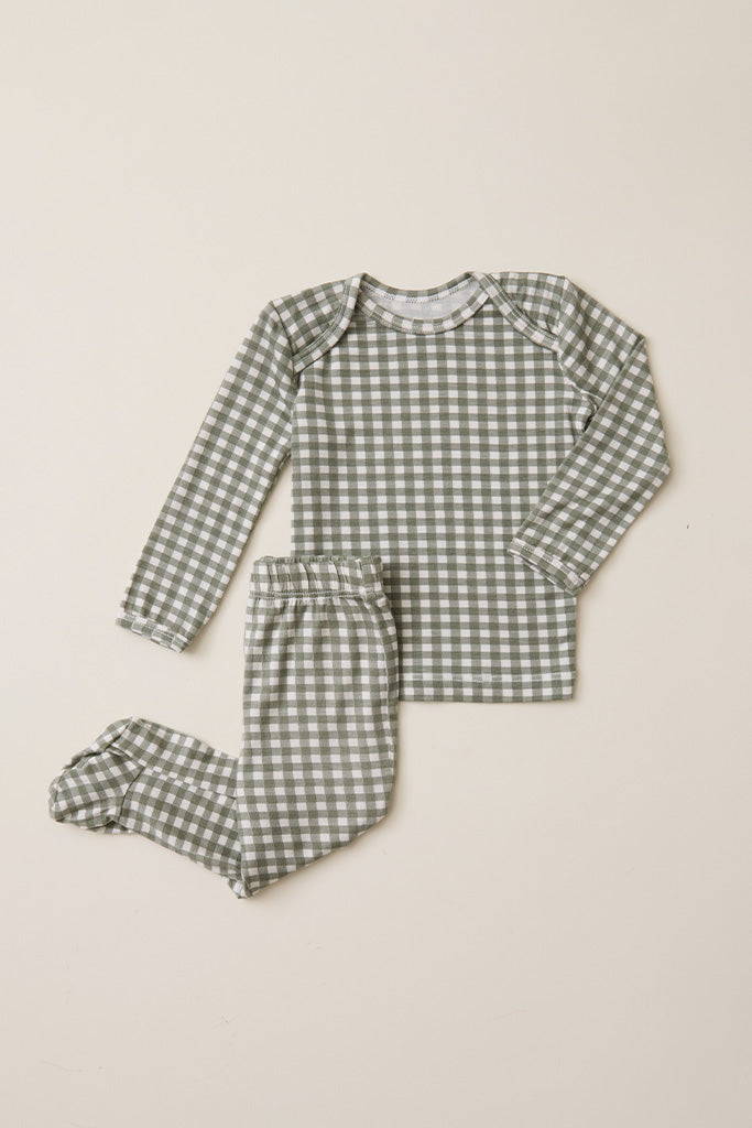Green Gingham Baby Sleep Set