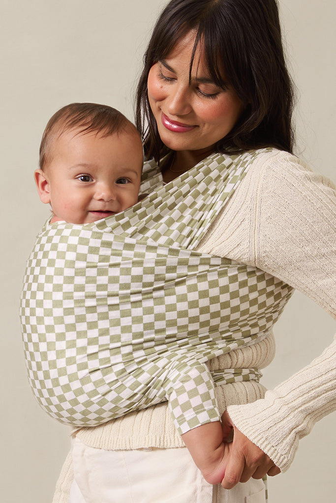 Sage Chequer Wrap + Soft Carrier Bundle