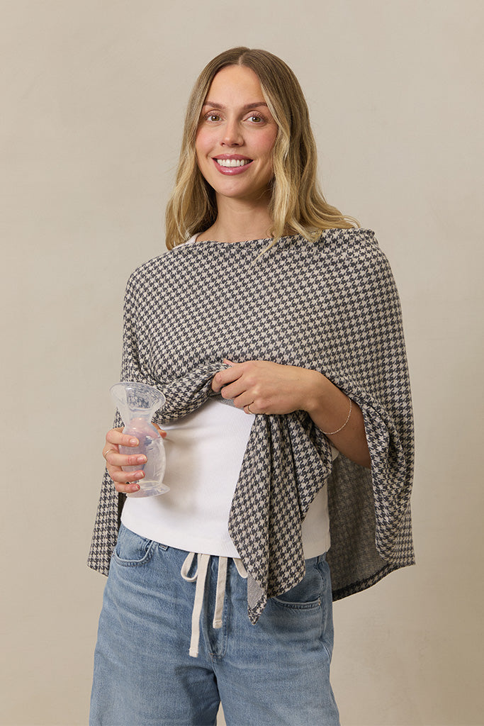 Stormy Houndstooth Nursing Cover