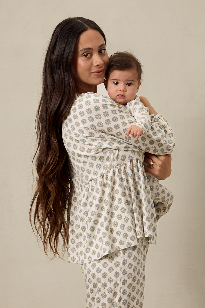 Thistle Block Tie-Top Long-Sleeve Women’s Sleep Sets