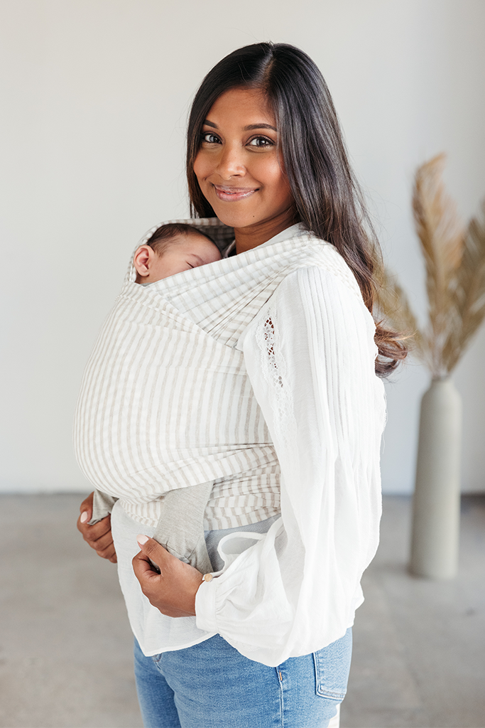 Solly baby wrap grey top stripe