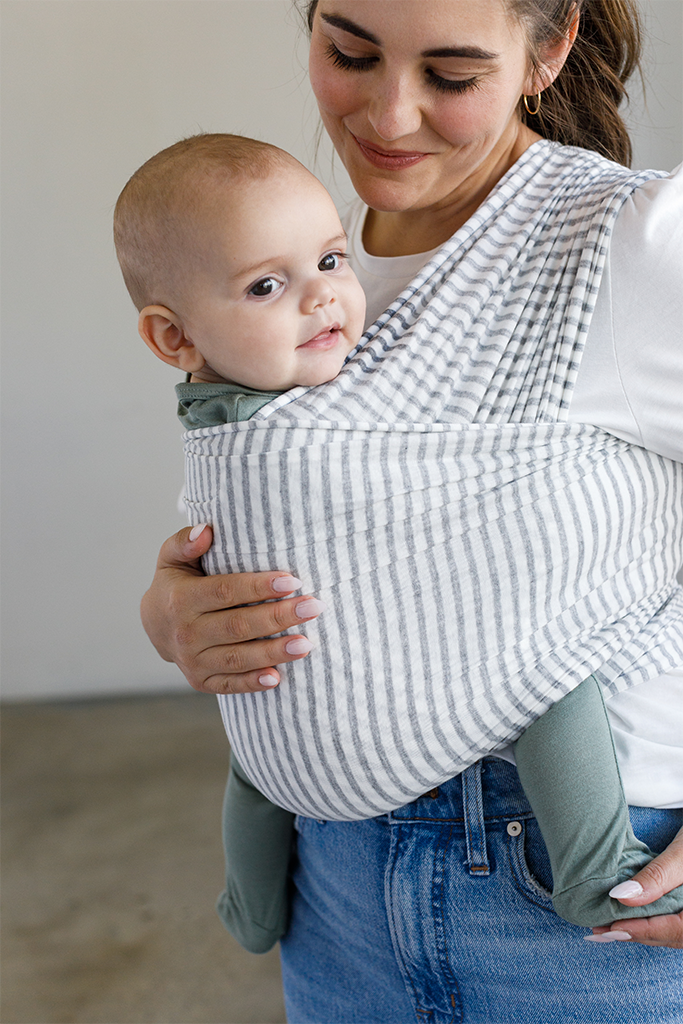 Solly Baby Wrap, Natural & Grey Stripe, 25 Lbs Weight Limit